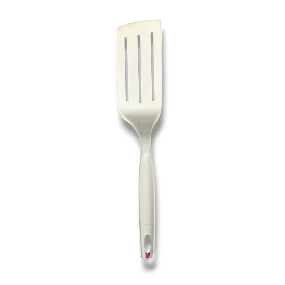 Vintage Foley‎ Slotted Nylon Spatula Off-White Angled Kitchen Utensil USA Made